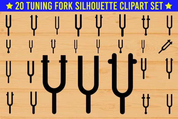 20 Tuning Fork Silhouette Clipart Set: A Versatile Visual Resource for Science, Sound, and Design