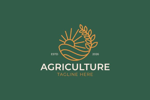Agriculture Wheat Sun Field Logo Design