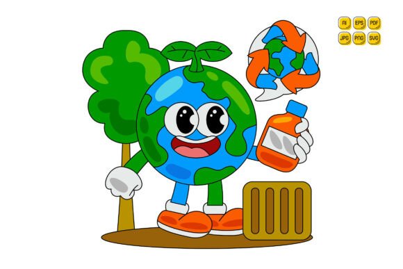 Cartoon Earth Character Vector Art 01
