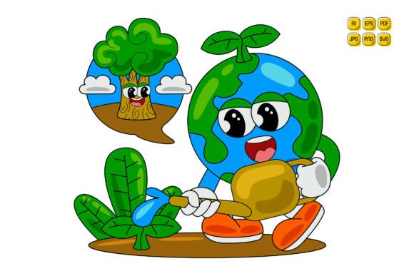 Cartoon Earth Character Vector Art 03: A Versatile Tool for Creative Expression