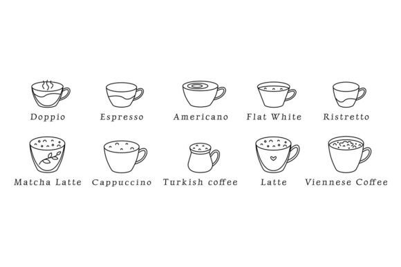 Coffee Types Black Line Icon Set: A Stylish Solution for Modern Coffee Culture
