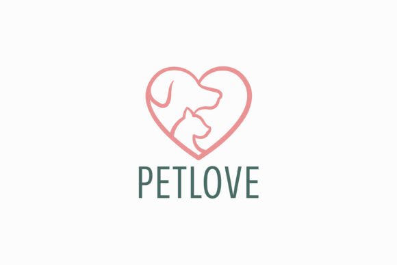 Creative Pet Care Logo Heart Dog Cat