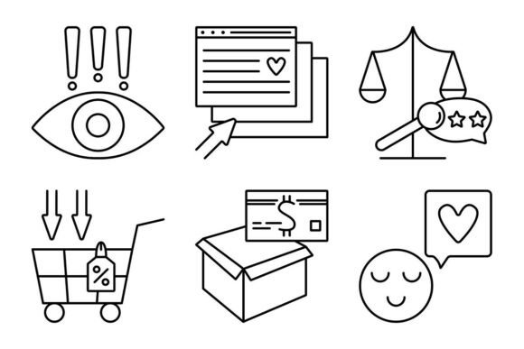 Customer Journey Map Black Line Icon Set