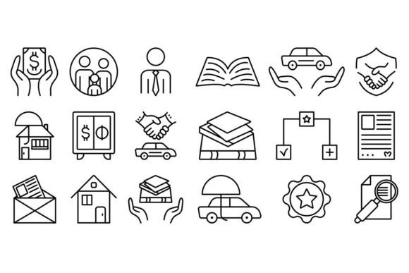 Insurance Black Line Icon Set: A Modern Tool for Visual Clarity in Finance