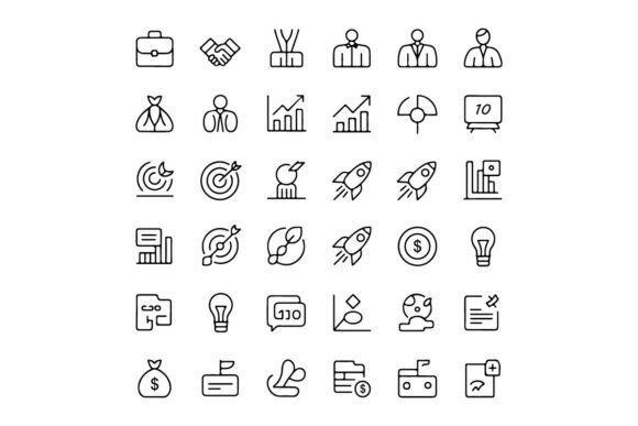 Modern Business Outline Icon Set Corpora