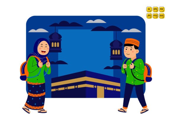 Muslim Couple Visiting Kaaba in Mecca