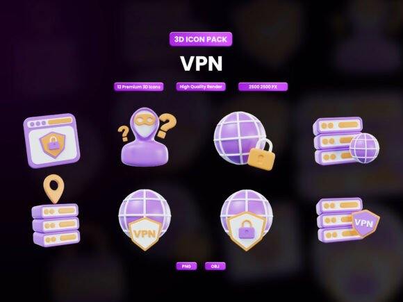 VPN 3D Icon Pack